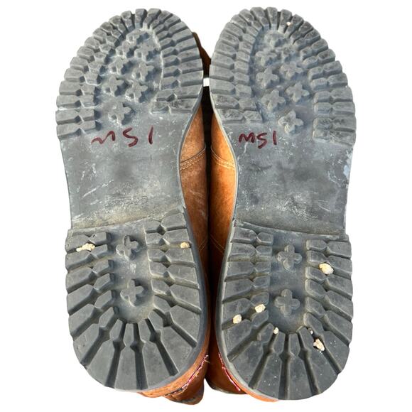 I Love Ecology Sherpa Lined Tan Brown Green Patches Combat Lace Up Boots sz 7.5 - Picture 5 of 8